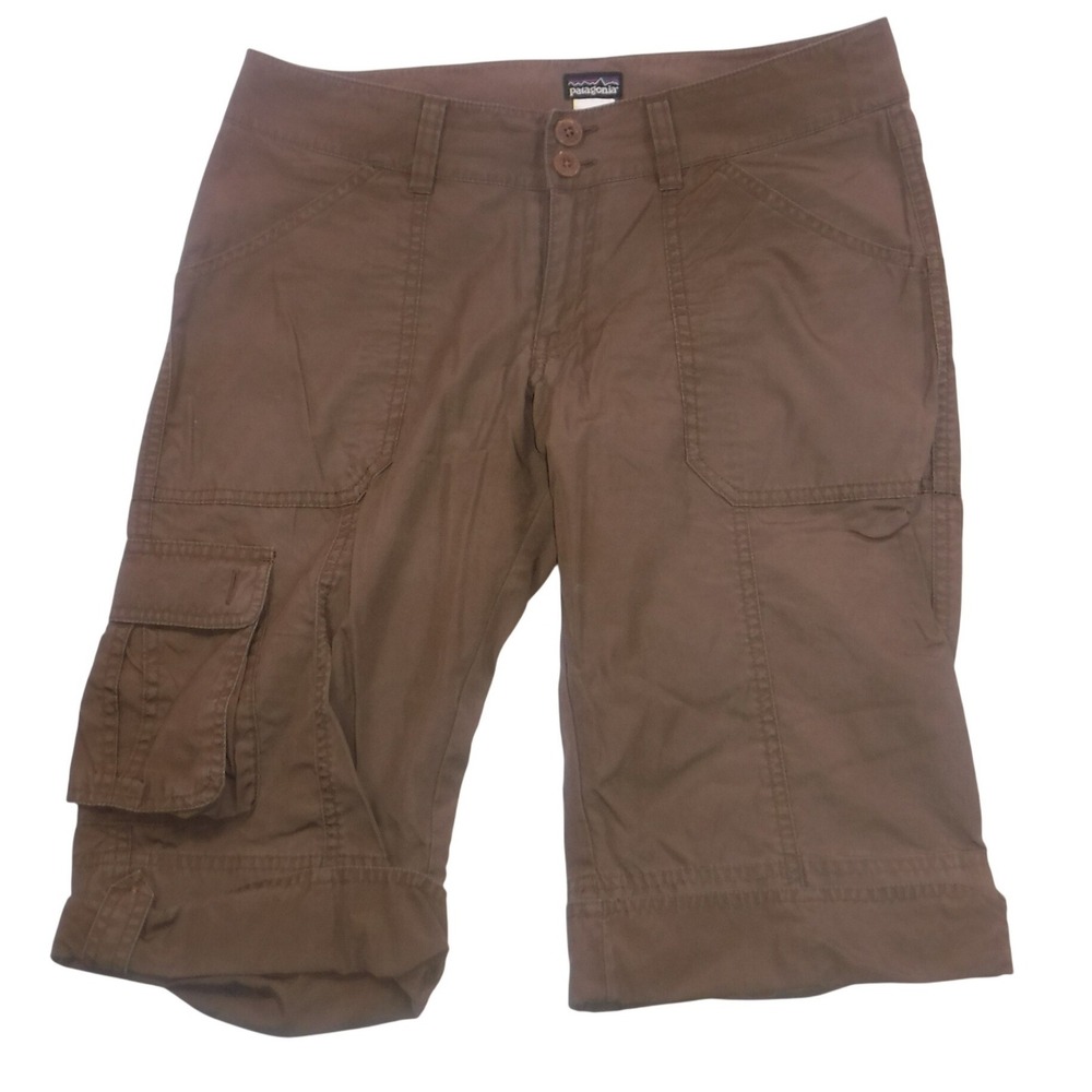 Patagonia Water Girl Brown Organic Cotton Cargo Shorts Womens 6 Hiking Utility‎